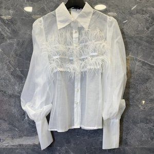 Feather nail beaded blouse lady